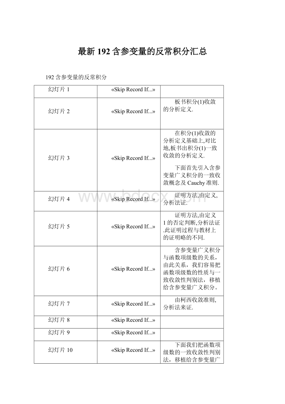 最新192含参变量的反常积分汇总Word文档下载推荐.docx