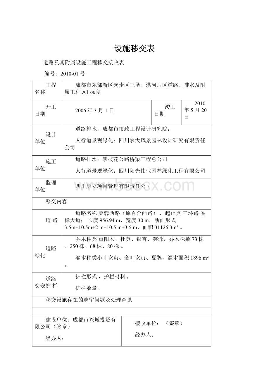 设施移交表Word文档格式.docx_第1页