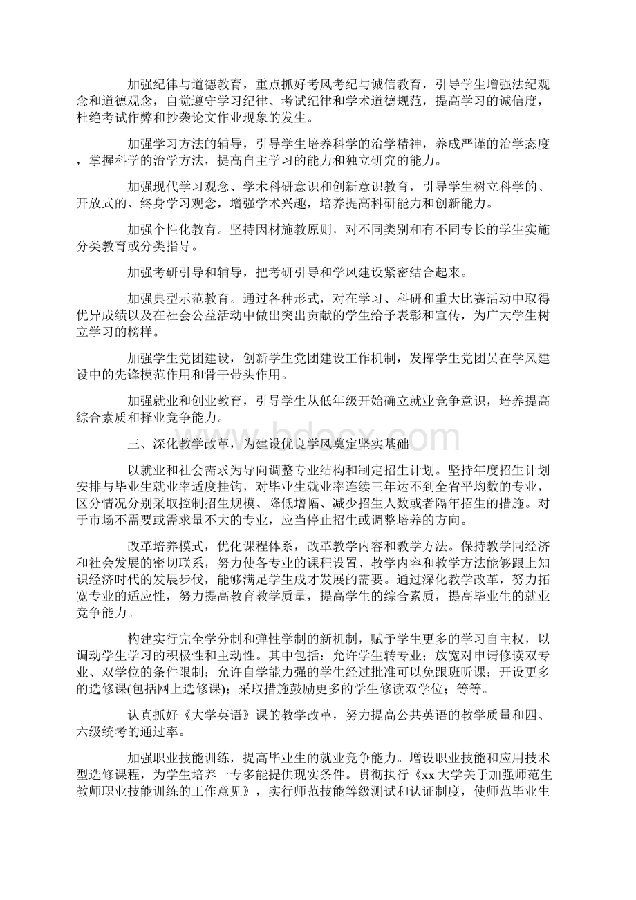 关于大学学风建设的实施意见Word文档下载推荐.docx_第2页