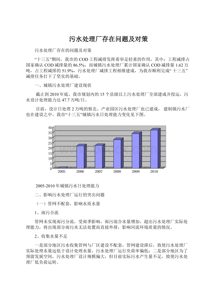 污水处理厂存在问题及对策Word文件下载.docx_第1页