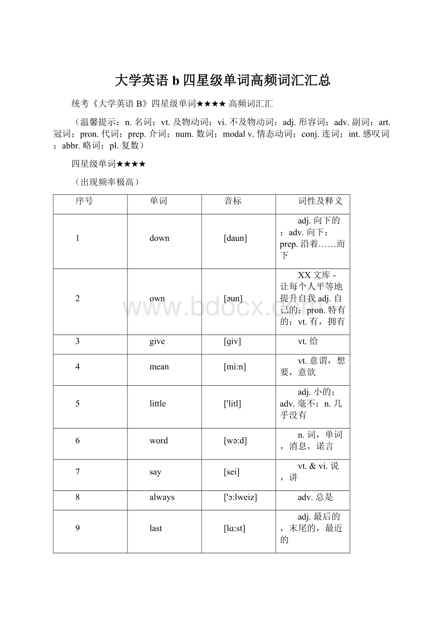 大学英语b四星级单词高频词汇汇总.docx_第1页