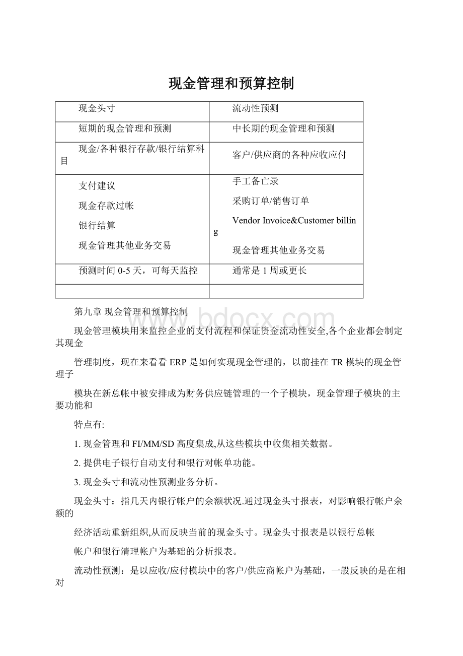 现金管理和预算控制Word下载.docx