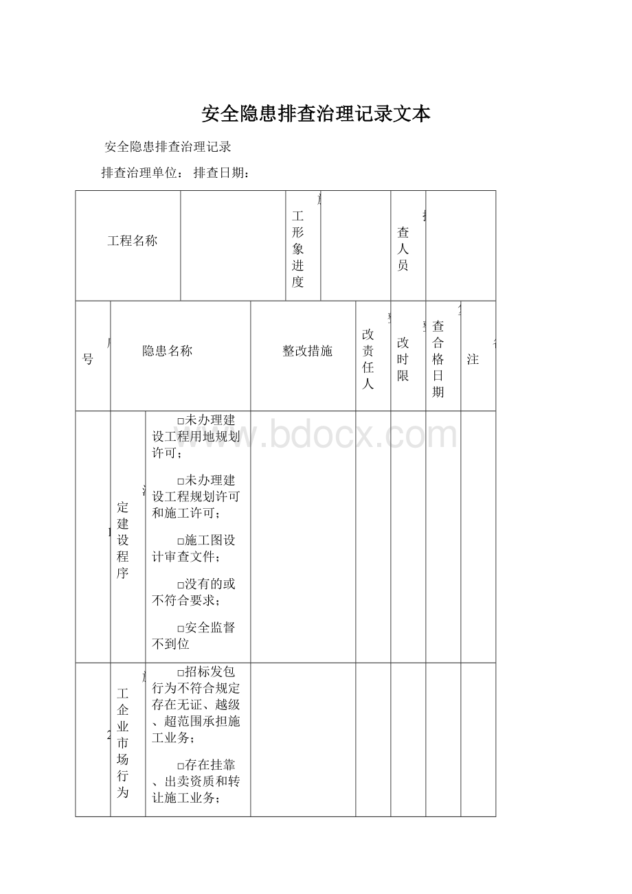 安全隐患排查治理记录文本.docx_第1页