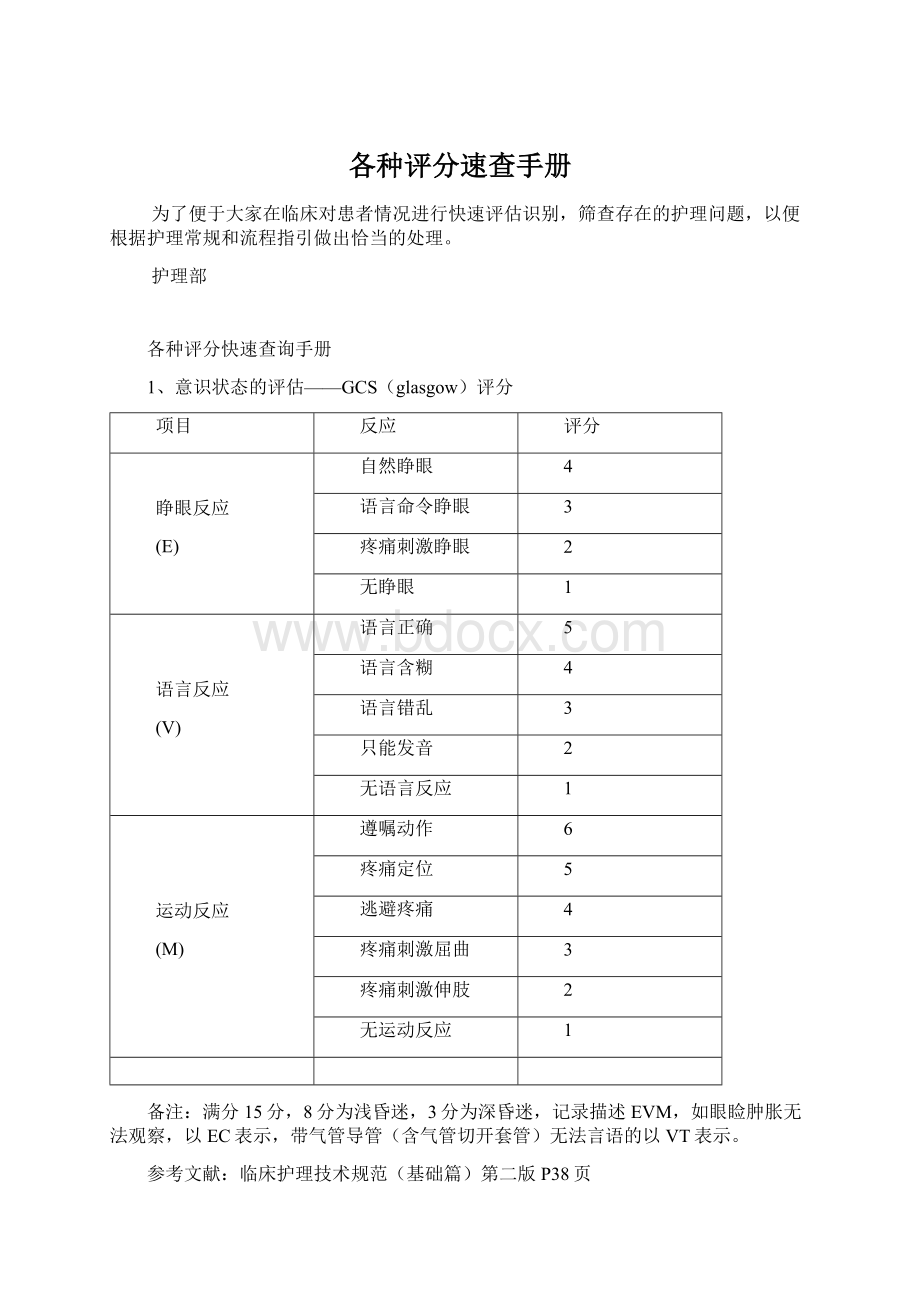 各种评分速查手册文档格式.docx