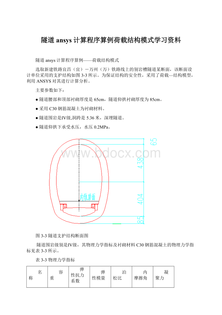 隧道ansys计算程序算例荷载结构模式学习资料Word文档下载推荐.docx_第1页