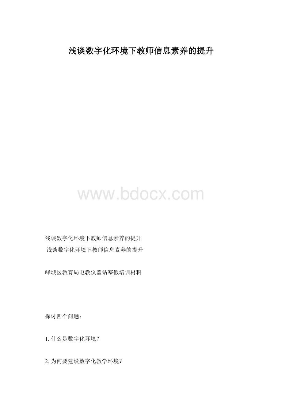 浅谈数字化环境下教师信息素养的提升.docx