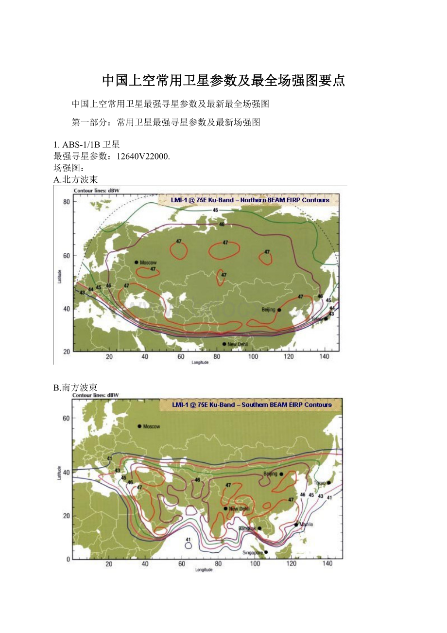 中国上空常用卫星参数及最全场强图要点文档格式.docx