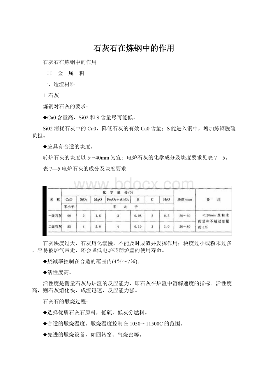 石灰石在炼钢中的作用.docx