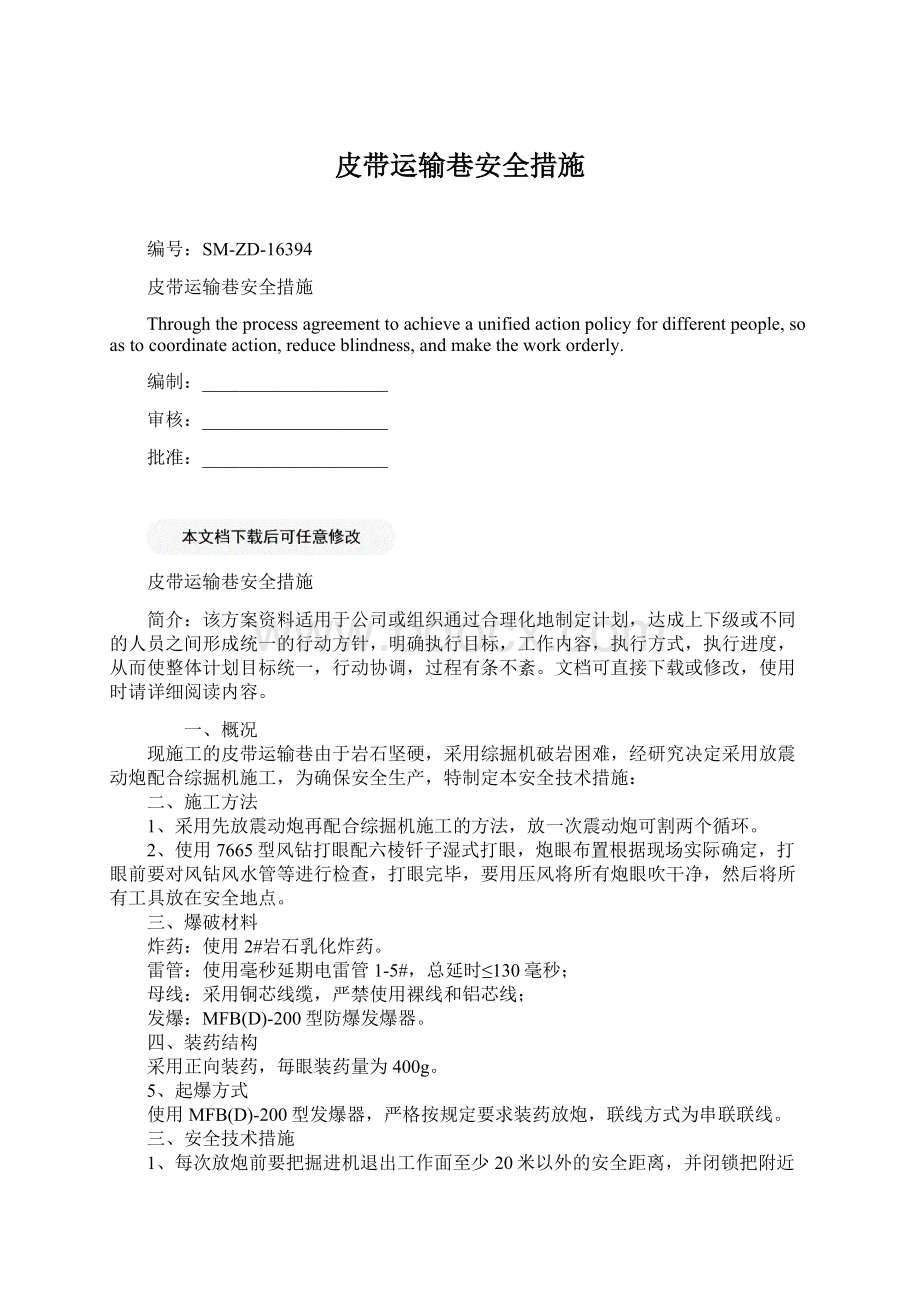 皮带运输巷安全措施Word格式.docx_第1页