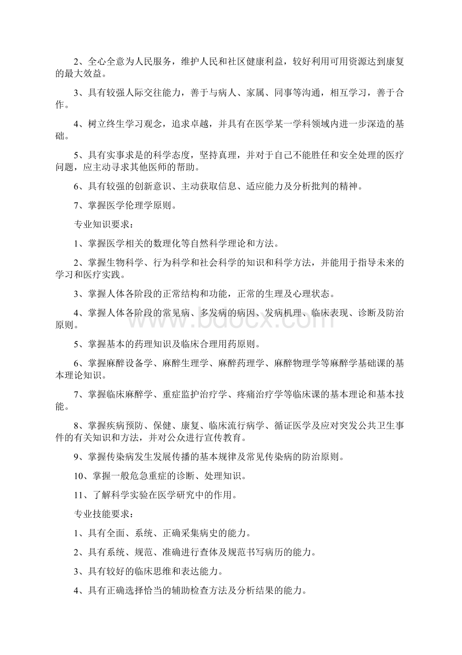 麻醉学专业培养办法Word下载.docx_第2页