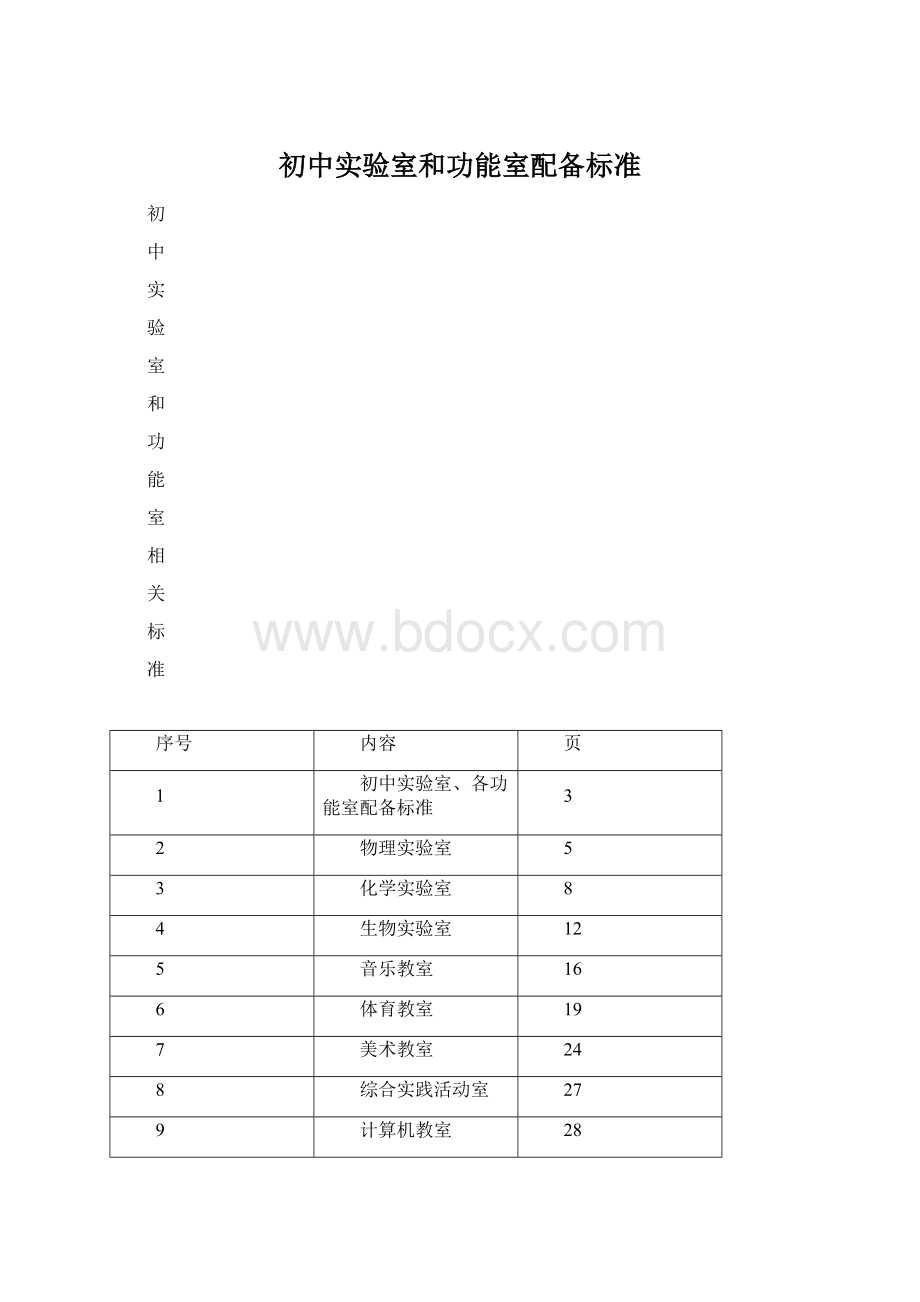 初中实验室和功能室配备标准Word下载.docx_第1页