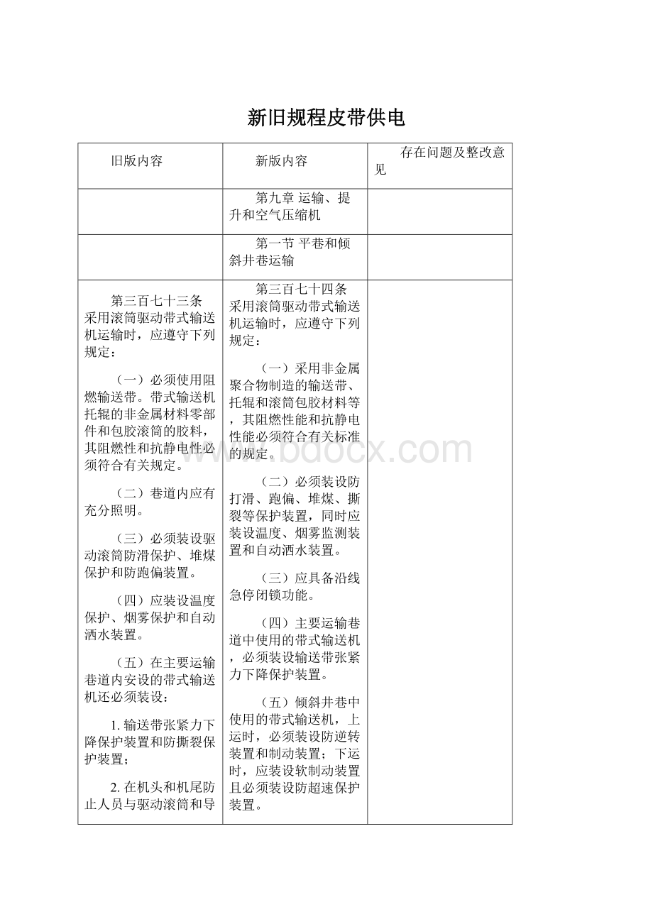 新旧规程皮带供电Word下载.docx