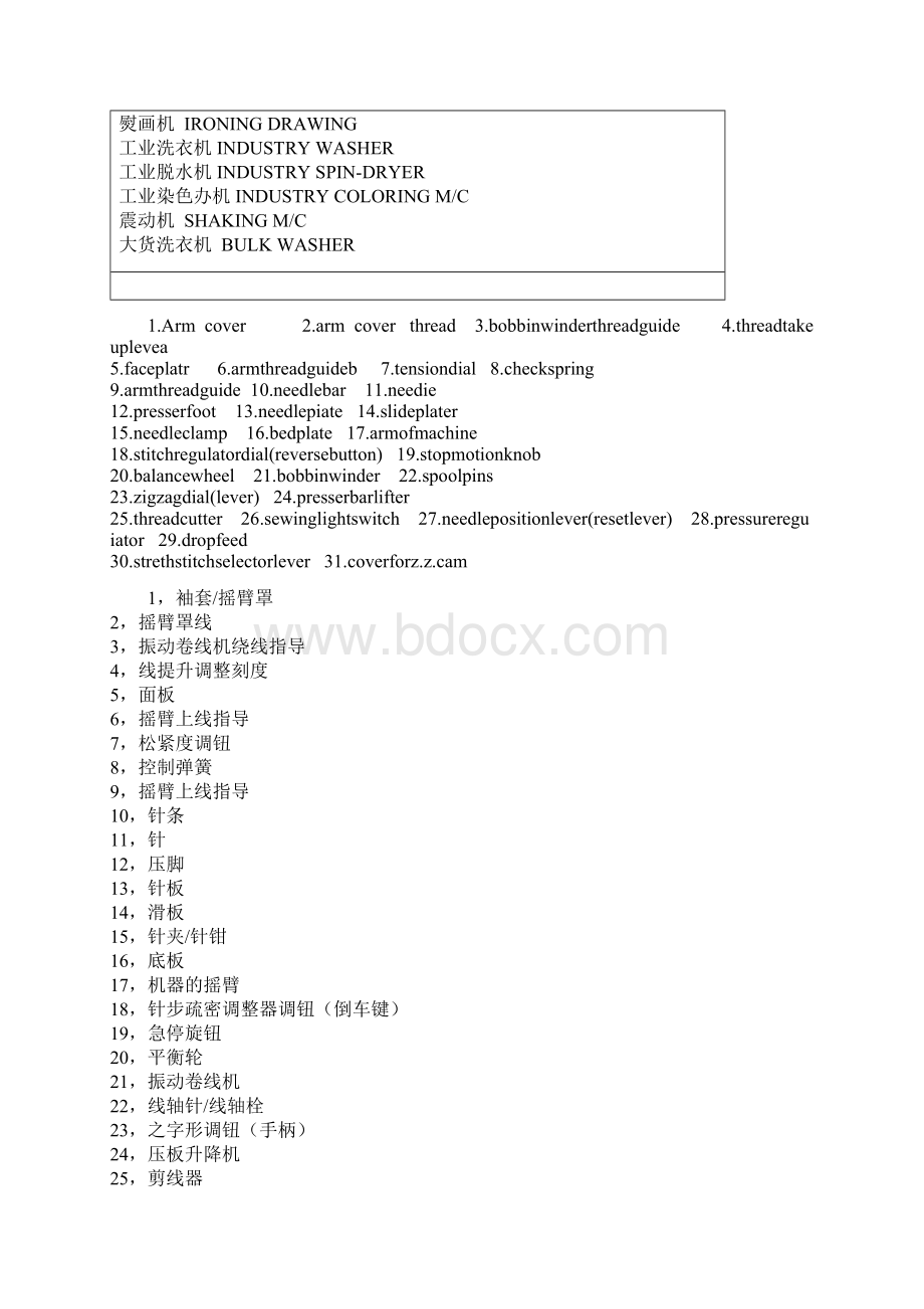 服装制衣厂常用缝纫机衣车中英文对照表单针平车NEEDLE教学文案.docx_第3页