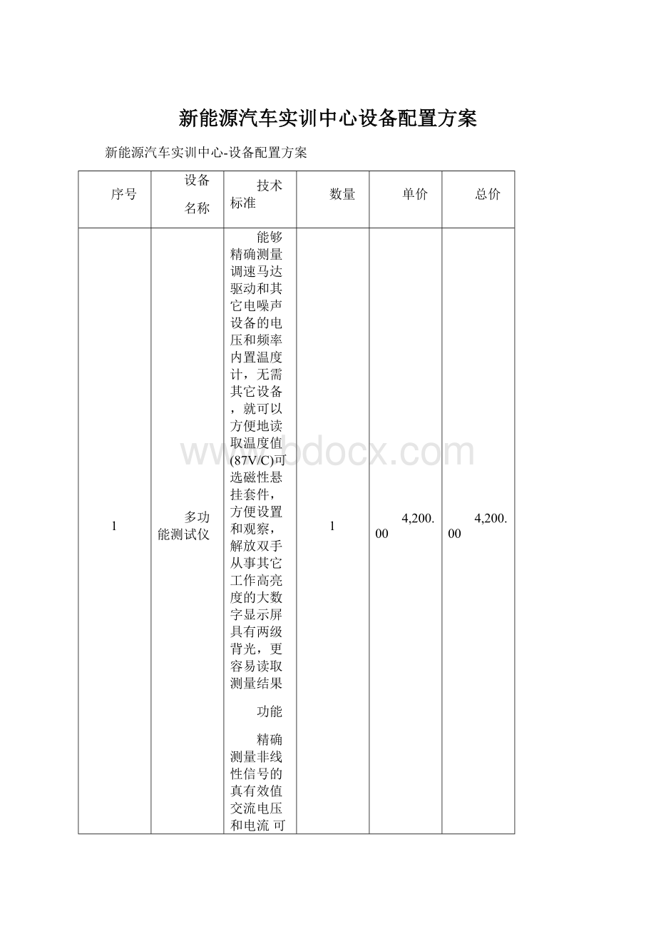 新能源汽车实训中心设备配置方案.docx