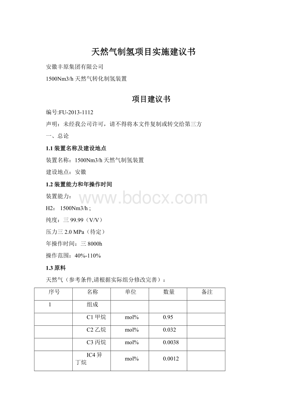 天然气制氢项目实施建议书.docx