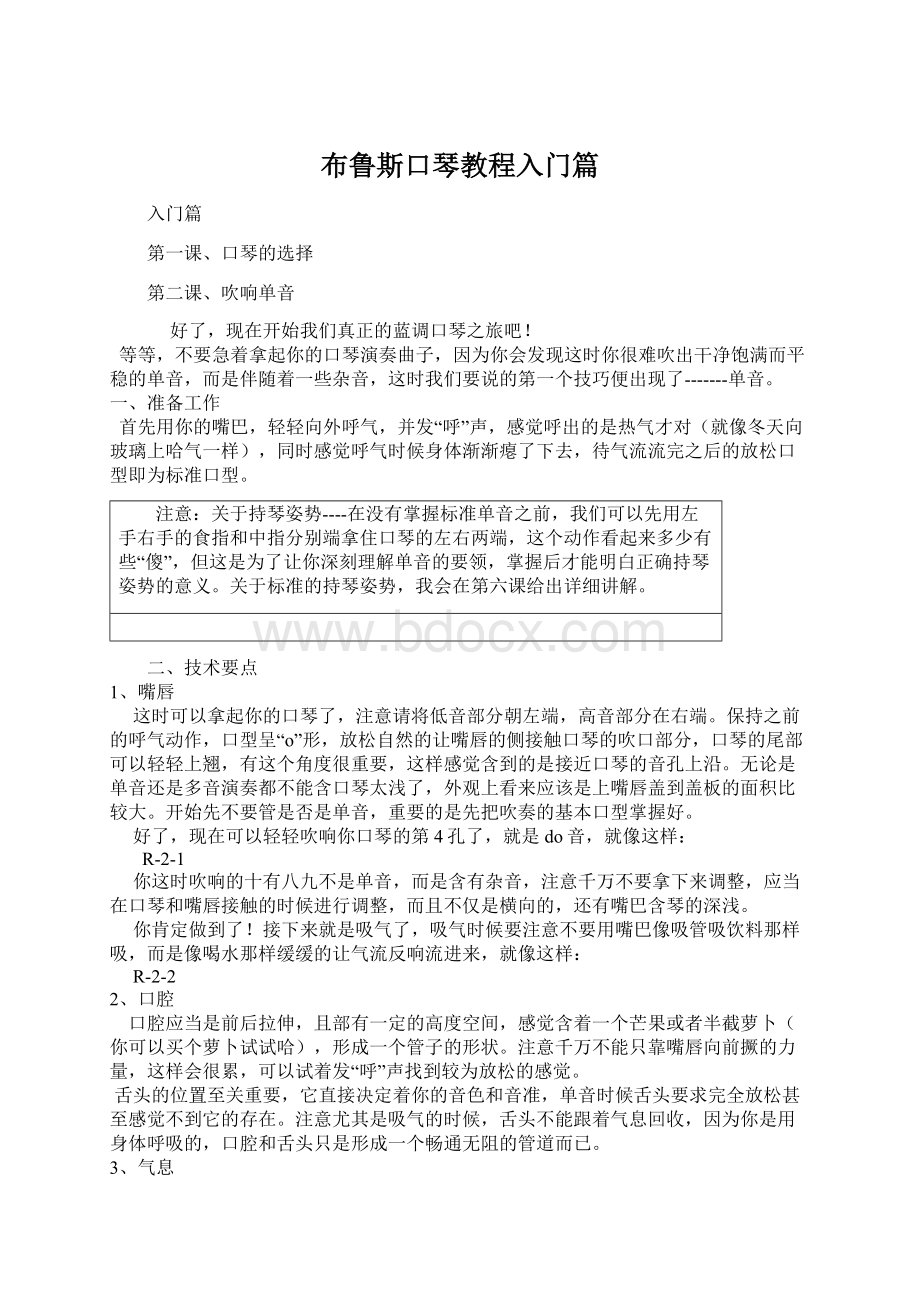 布鲁斯口琴教程入门篇Word文档格式.docx