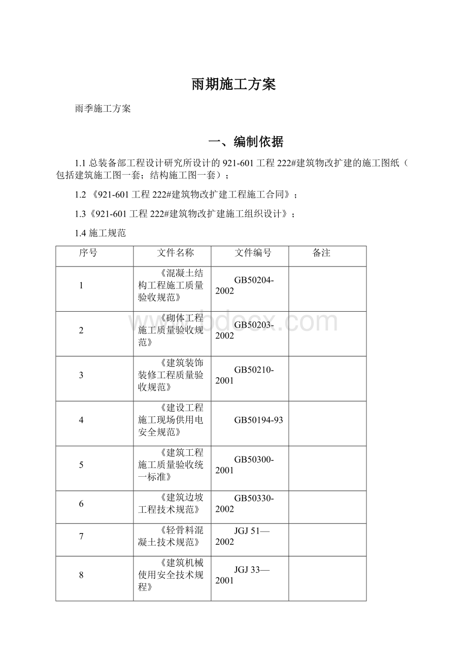 雨期施工方案Word文档下载推荐.docx_第1页