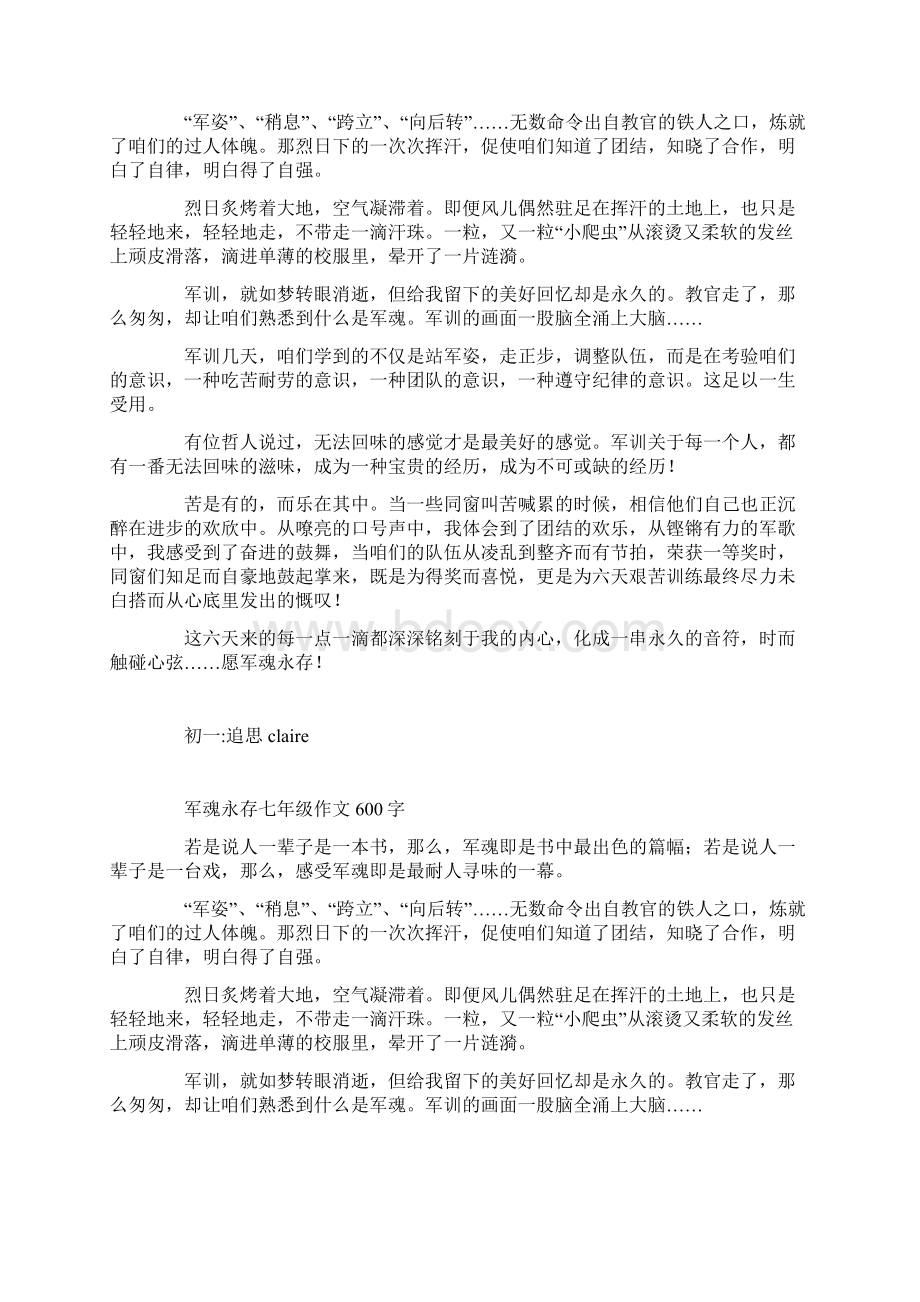 军魂永存七年级作文600字Word文档下载推荐.docx_第2页