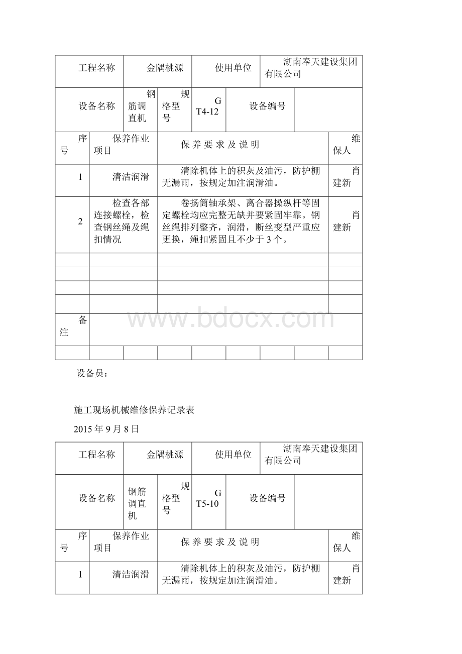 最新施工现场机械维修保养记录表资料.docx_第2页