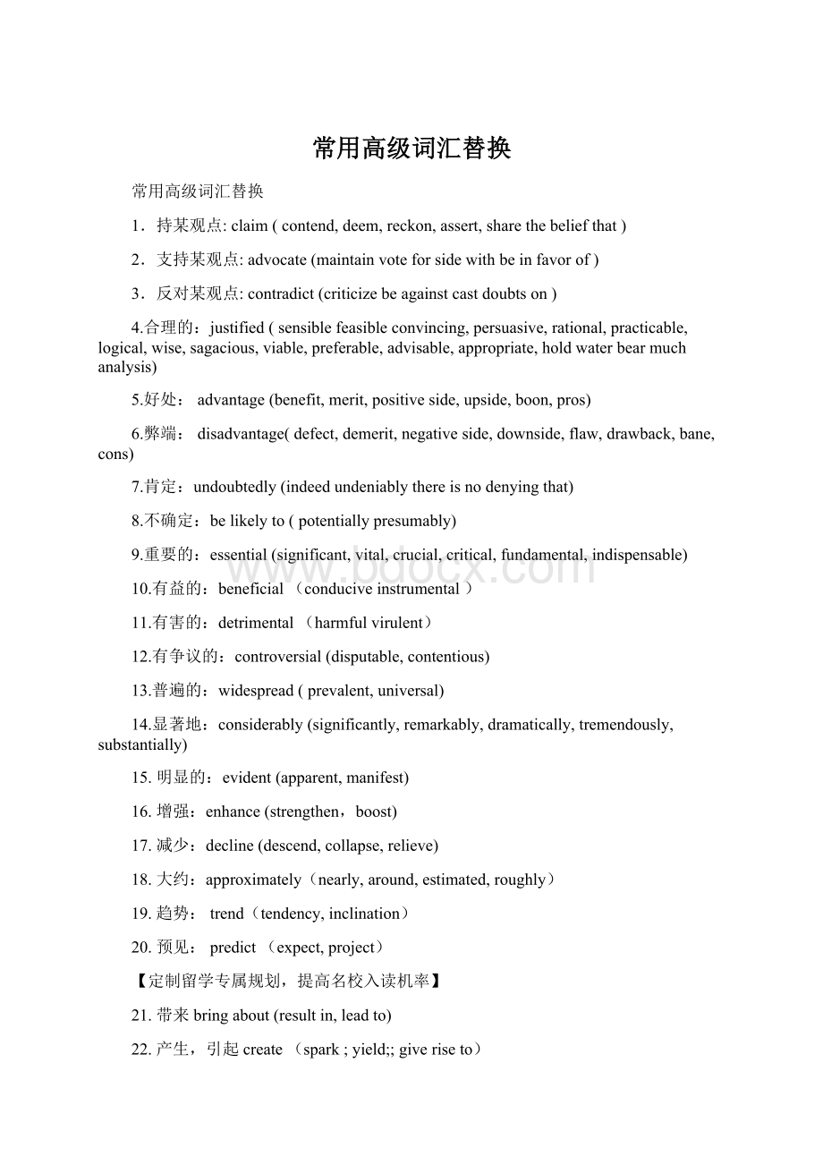 常用高级词汇替换Word格式文档下载.docx