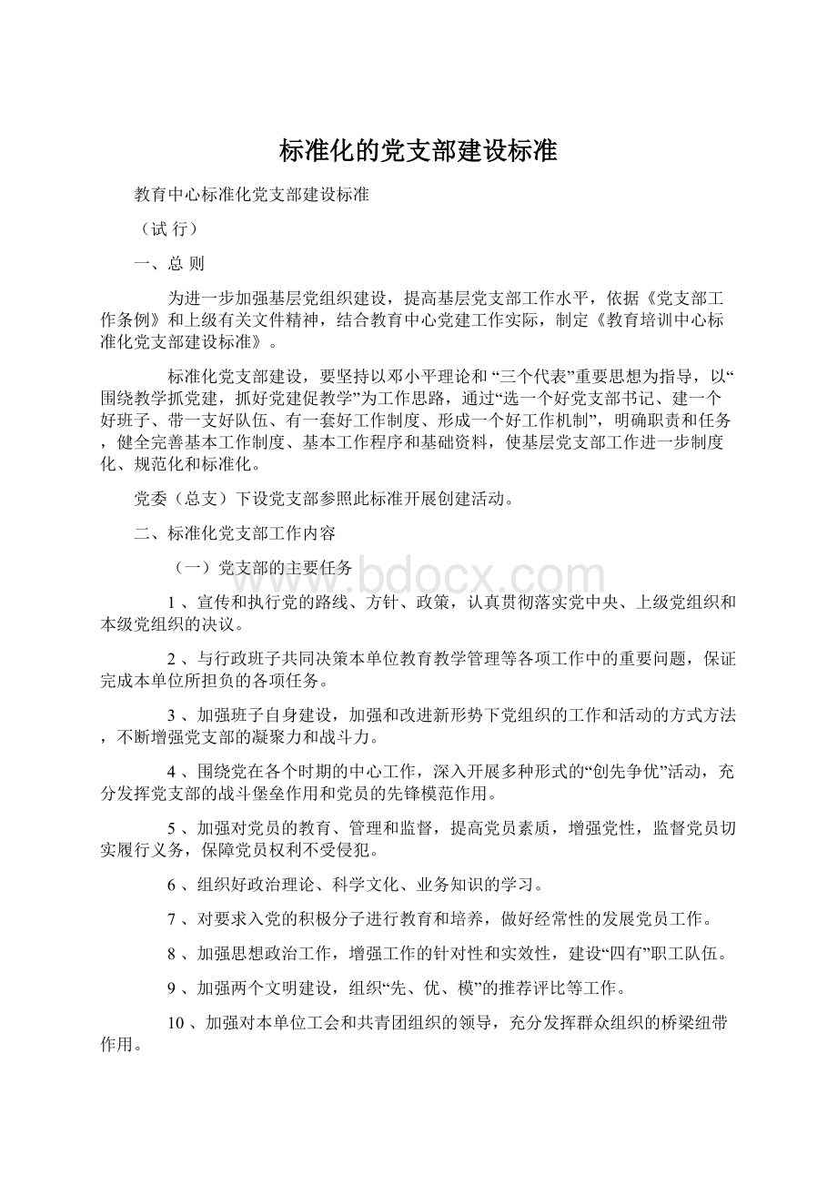 标准化的党支部建设标准文档格式.docx