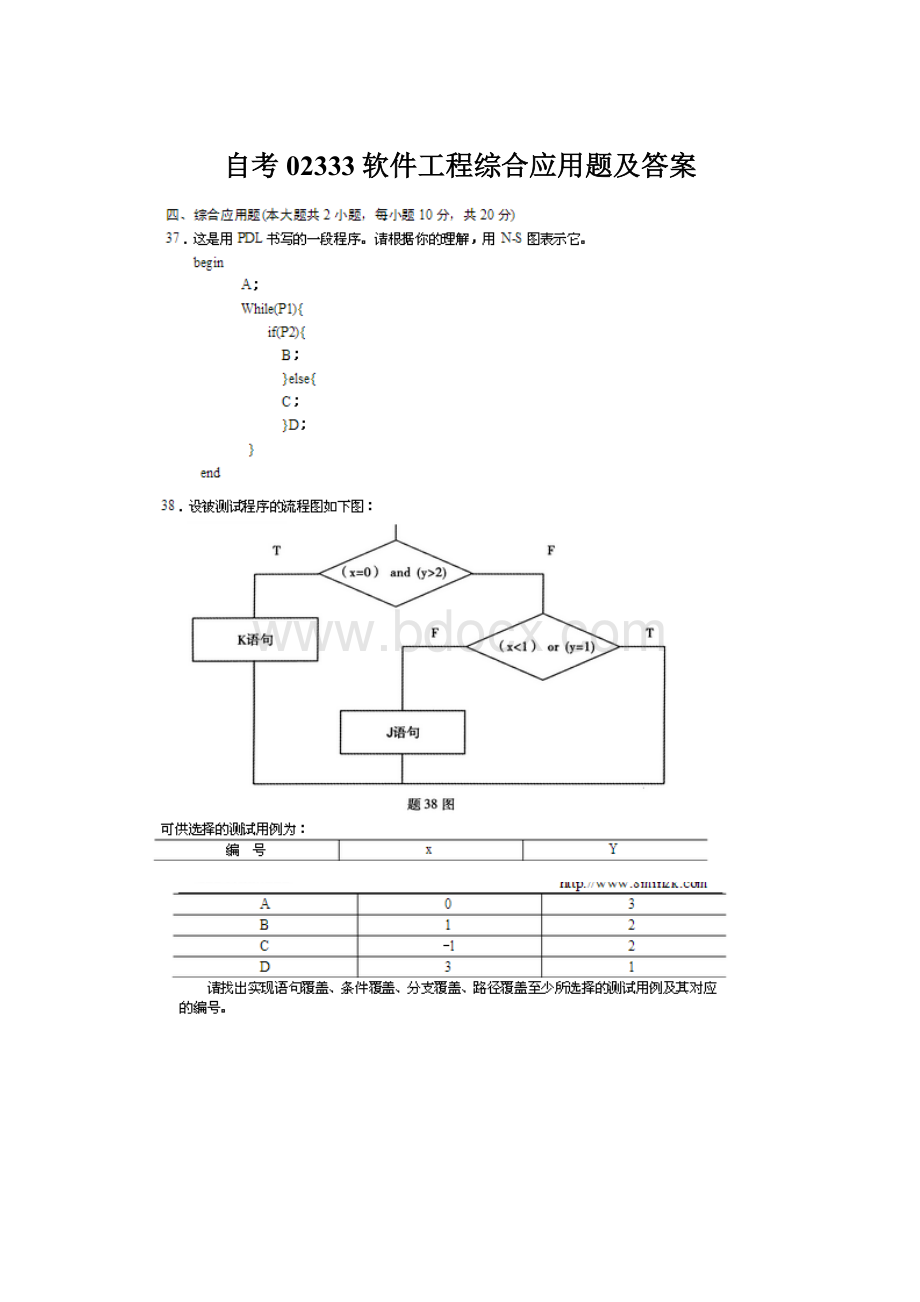 自考02333软件工程综合应用题及答案Word下载.docx