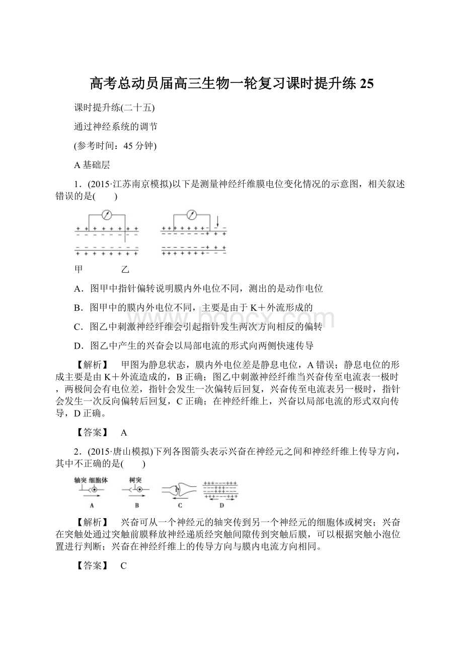 高考总动员届高三生物一轮复习课时提升练25Word文档下载推荐.docx_第1页