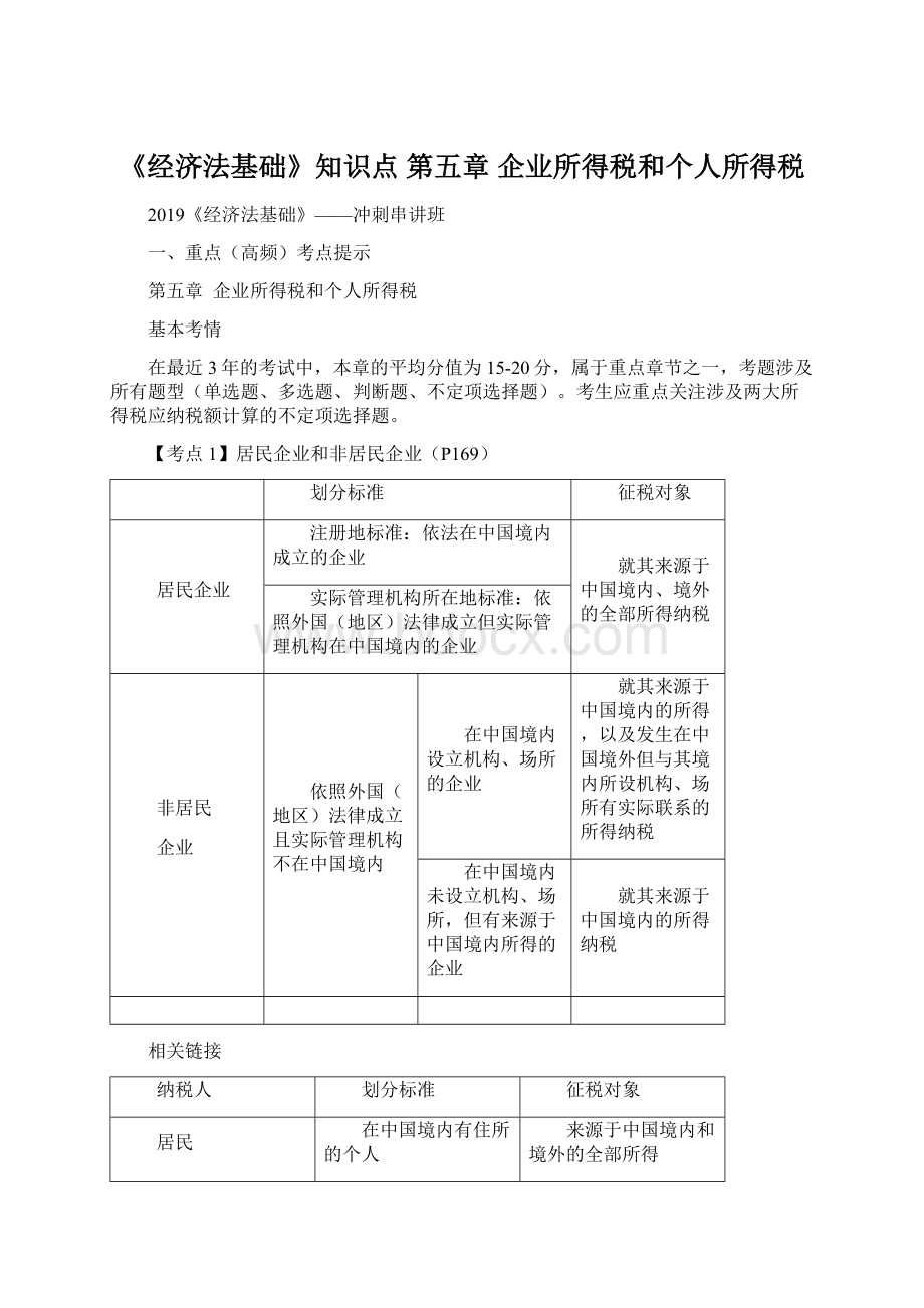 《经济法基础》知识点 第五章 企业所得税和个人所得税.docx