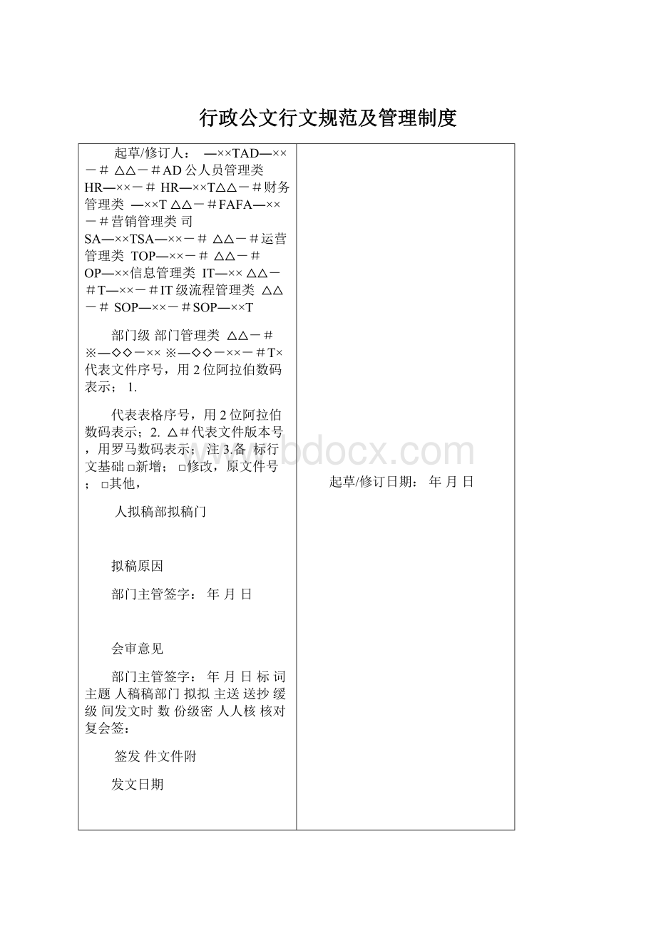 行政公文行文规范及管理制度Word下载.docx_第1页