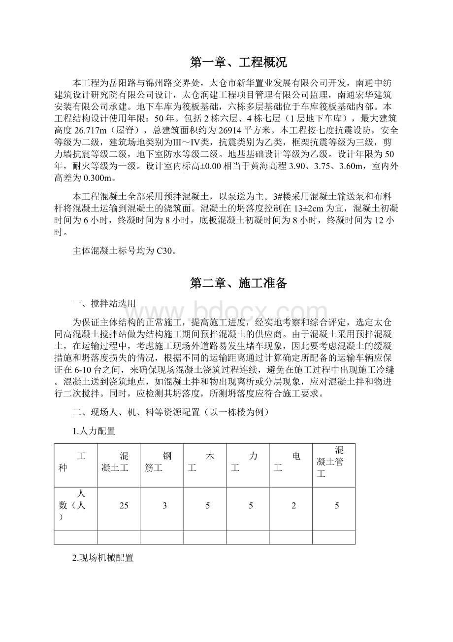 壹品新筑主体混凝土施工方案.docx_第2页