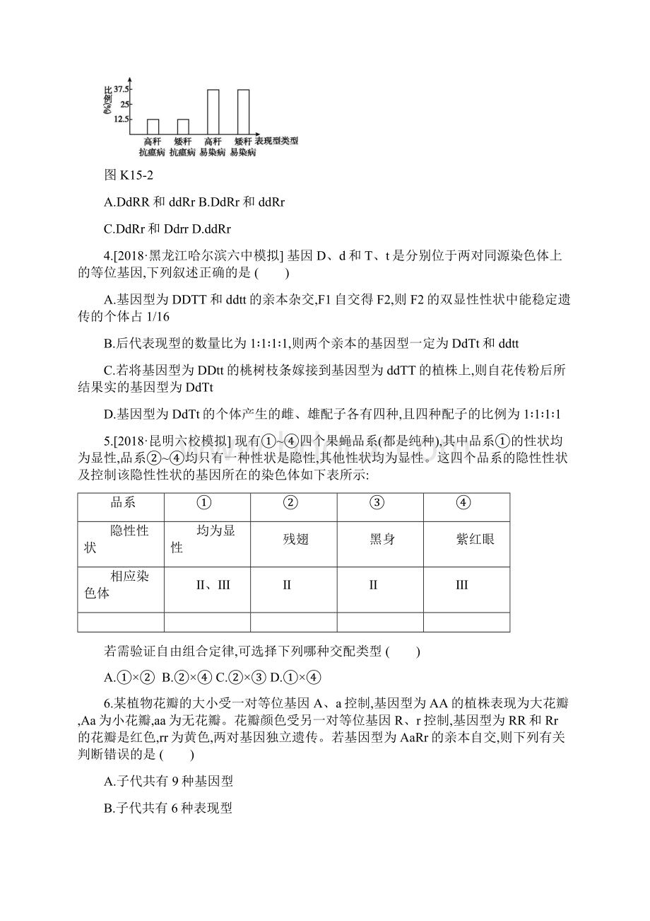 版高考生物一轮复习练习题第15讲基因的自由组合定律有解析Word格式文档下载.docx_第2页