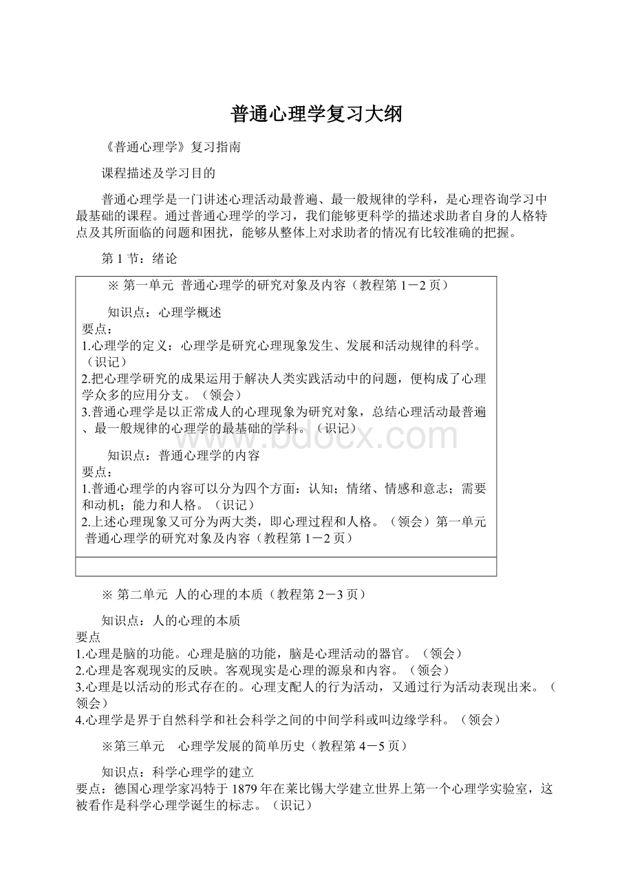 普通心理学复习大纲Word下载.docx_第1页