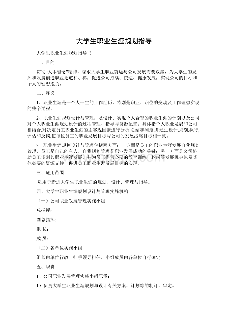 大学生职业生涯规划指导Word格式文档下载.docx