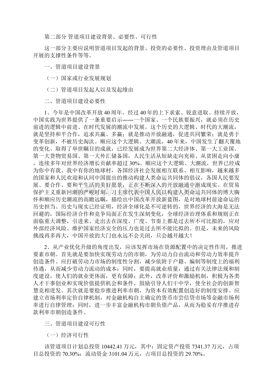 管道项目投资建设研究分析模板重点及难点分析Word文档下载推荐.docx_第3页