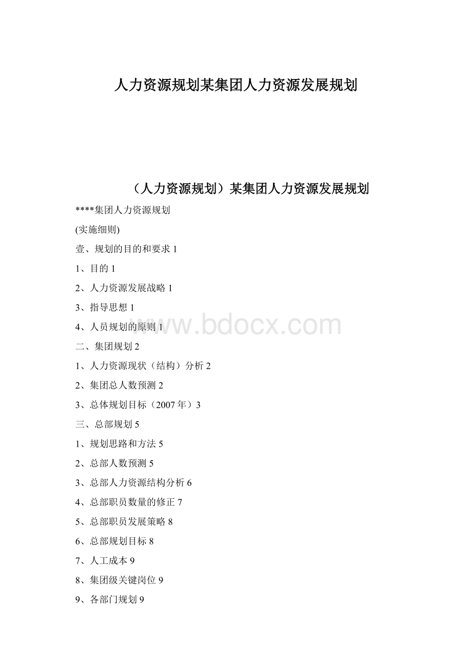 人力资源规划某集团人力资源发展规划.docx