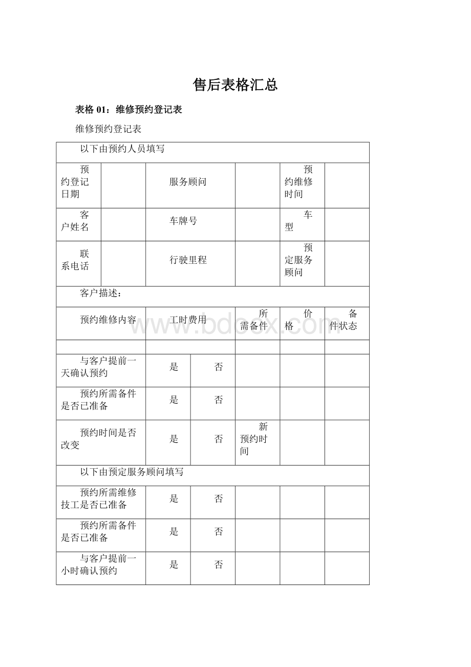 售后表格汇总.docx_第1页