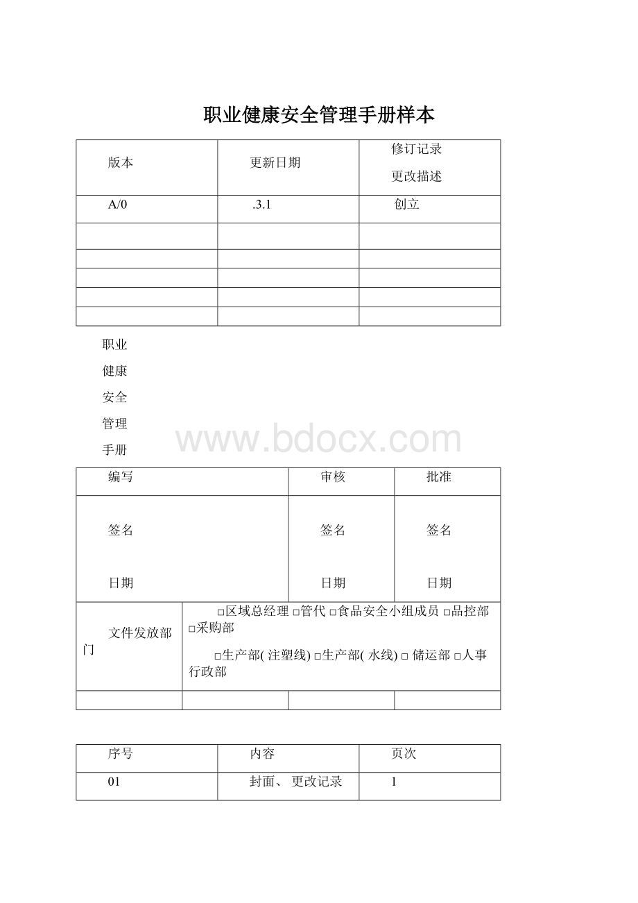 职业健康安全管理手册样本.docx_第1页