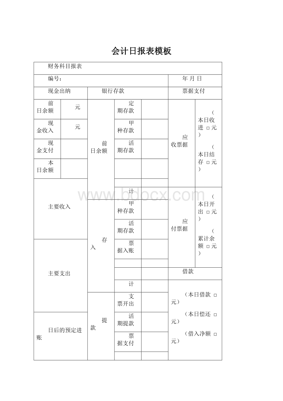 会计日报表模板.docx