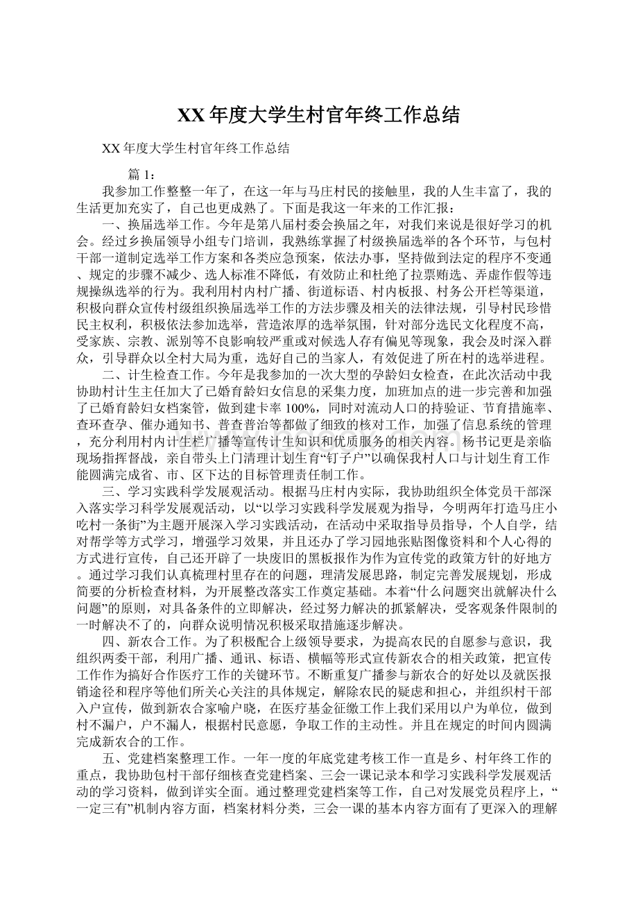 XX年度大学生村官年终工作总结.docx