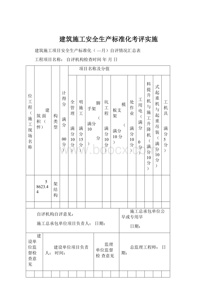 建筑施工安全生产标准化考评实施.docx