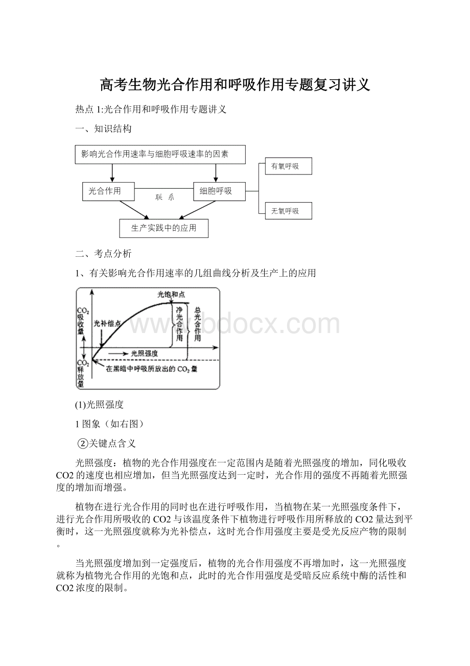 高考生物光合作用和呼吸作用专题复习讲义Word文档下载推荐.docx