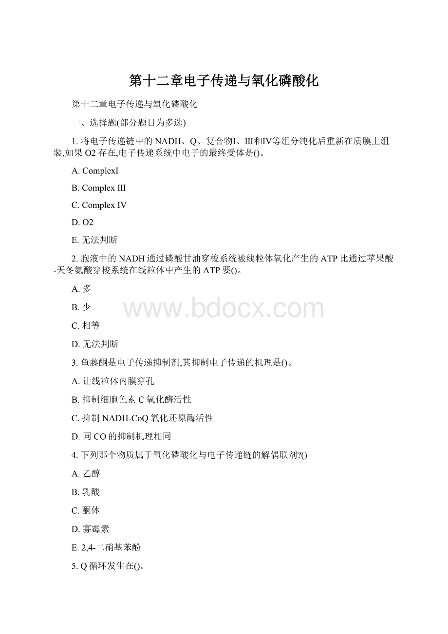 第十二章电子传递与氧化磷酸化文档格式.docx_第1页