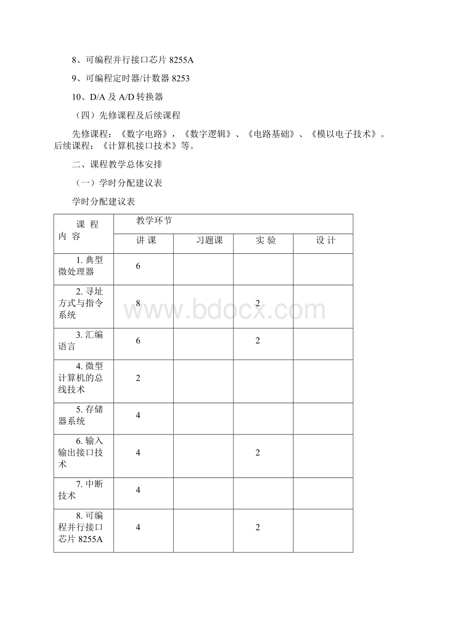 电子类微机原理和接口技术课程教学大纲Word文档格式.docx_第2页