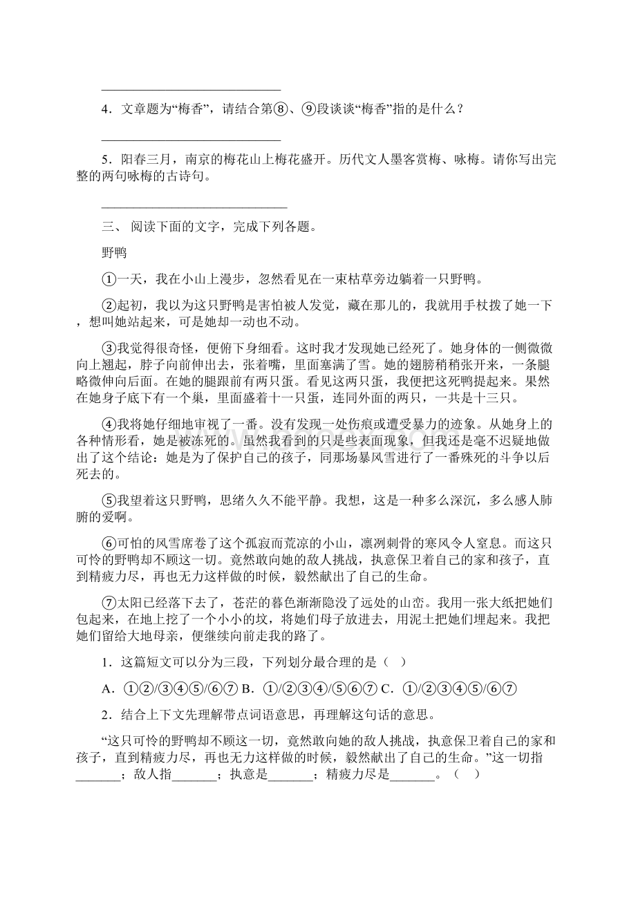 冀教版三年级语文上册阅读与理解带答案.docx_第3页