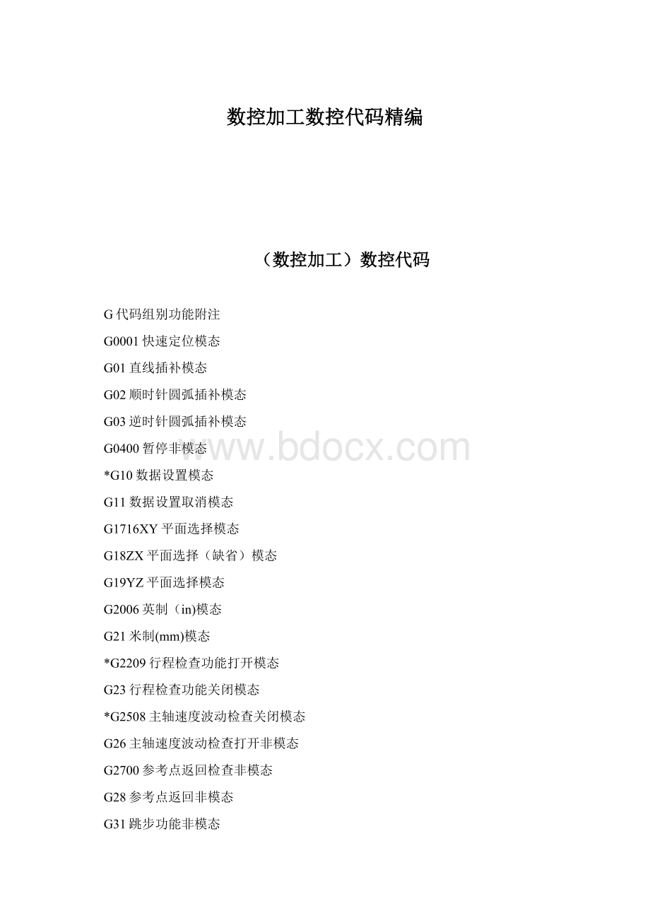 数控加工数控代码精编Word文档格式.docx