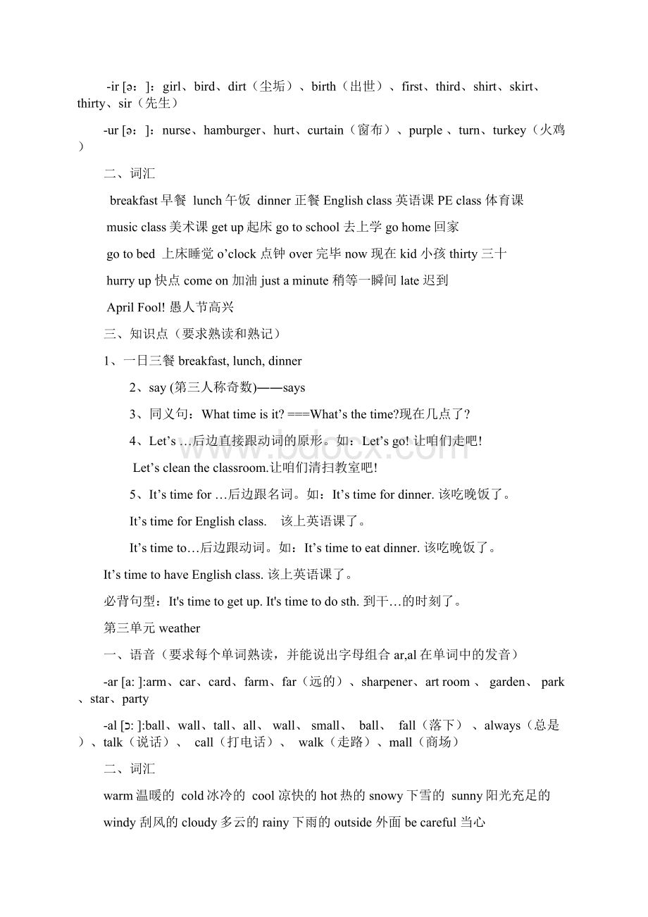 人教版四年级英语下册知识点总结非常有用四年级英语下册秘诀汇编.docx_第3页