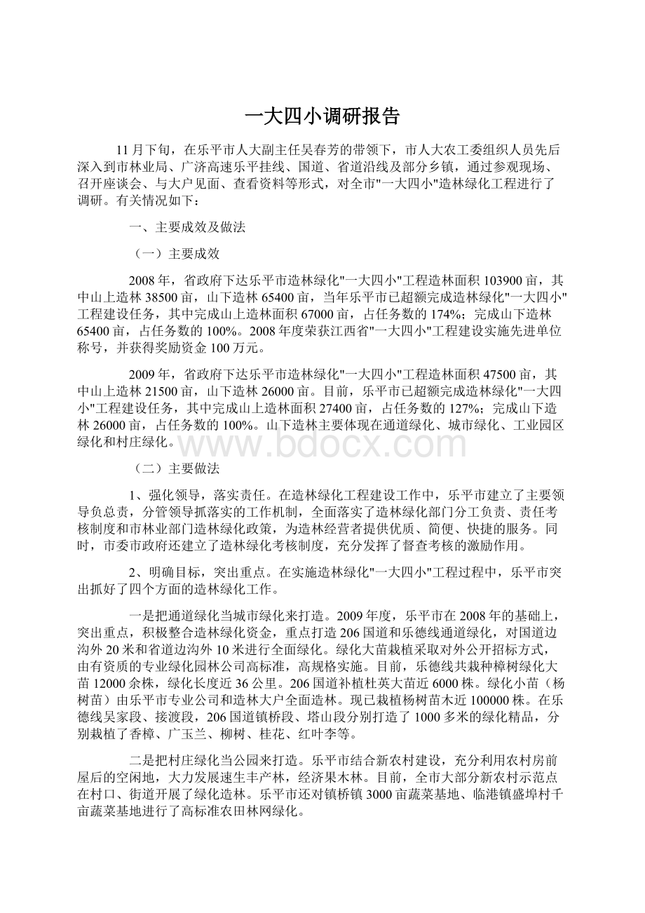 一大四小调研报告Word下载.docx_第1页