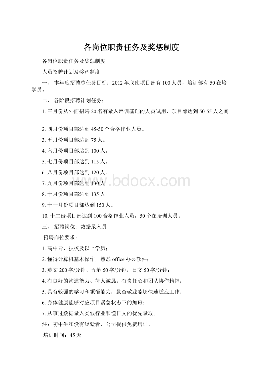 各岗位职责任务及奖惩制度.docx_第1页