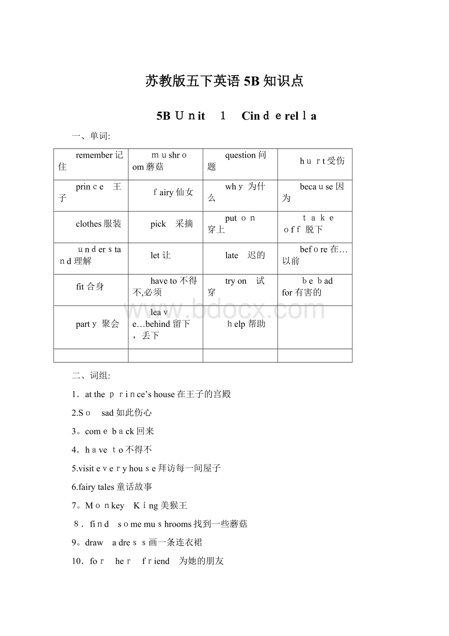 苏教版五下英语5B 知识点.docx