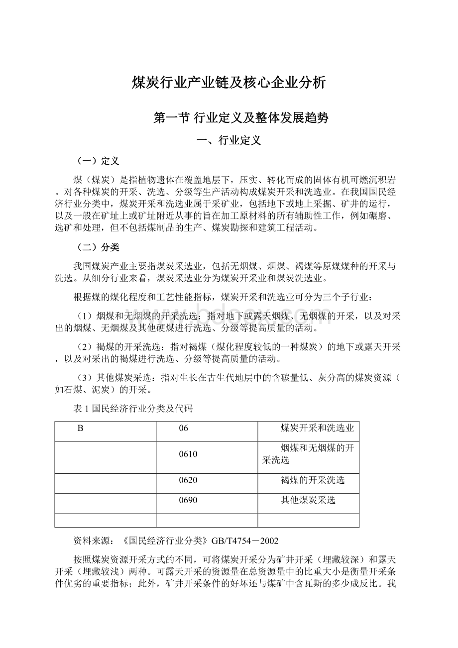 煤炭行业产业链及核心企业分析Word下载.docx_第1页